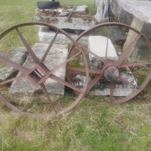 Par de Ruedas de Hierro de Carro Antiguo Radios Planos 79cm